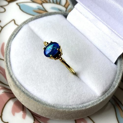 ダブレットブラックオパールのリング 指輪・リング Luciole Serpette