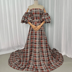 ドレス チェック パフスリーブ タイト 3色 パーティー 結婚式 GI5786EW01130_fw_thumbM.jpg