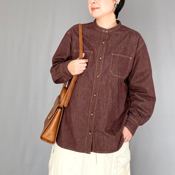 Supreme デニムシャツ Mサイズ ブラウン 二色ステッチのデニムシャツ〈ブラウン〉大人 レディース 長袖 春夏