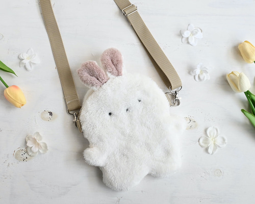 白うさぎちゃん ぬいぐるみポシェット ファー バッグ ポシェット