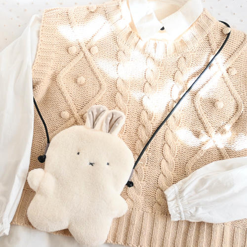 【激安】 白うさぎちゃん ぬいぐるみポシェット ファー バッグ ポシェット ぬいぐるみ