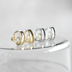 【售完即止】圈形耳環款式！ 難塗金屬配件 單顆珍珠設計圈形耳環 第6張的照片