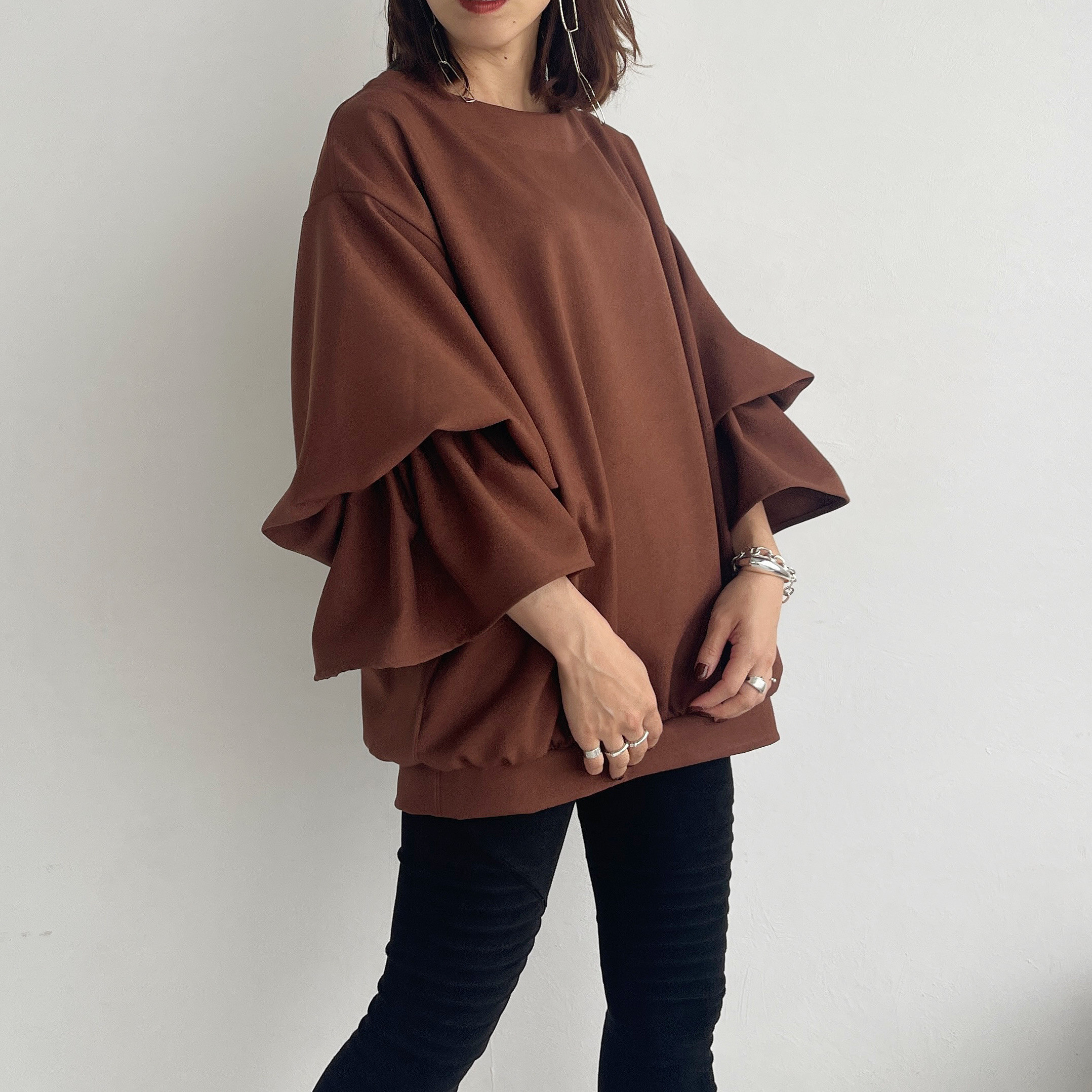 バルーンキャンディースリーブトップス (brown)