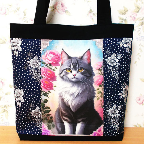 ねこさんの大きなトートバッグ （猫 ねこ ネコ トートバッグ 三