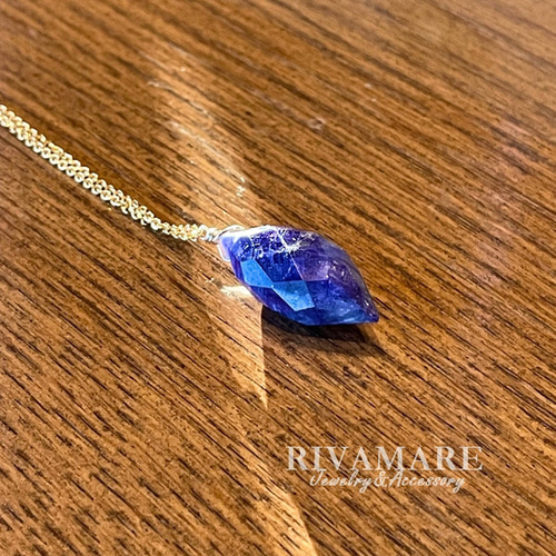 アウトレット 大粒20mm コランダム原石 ブルーサファイアネックレス 