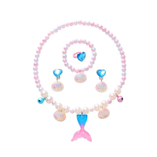 子供アクセサリーセット 4点セット ブルー紫ピンク お姫様に変身