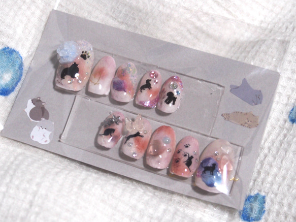DogandCat ネイルチップ ੯‧̀͡u ໊ #犬 #猫 #チークネイル