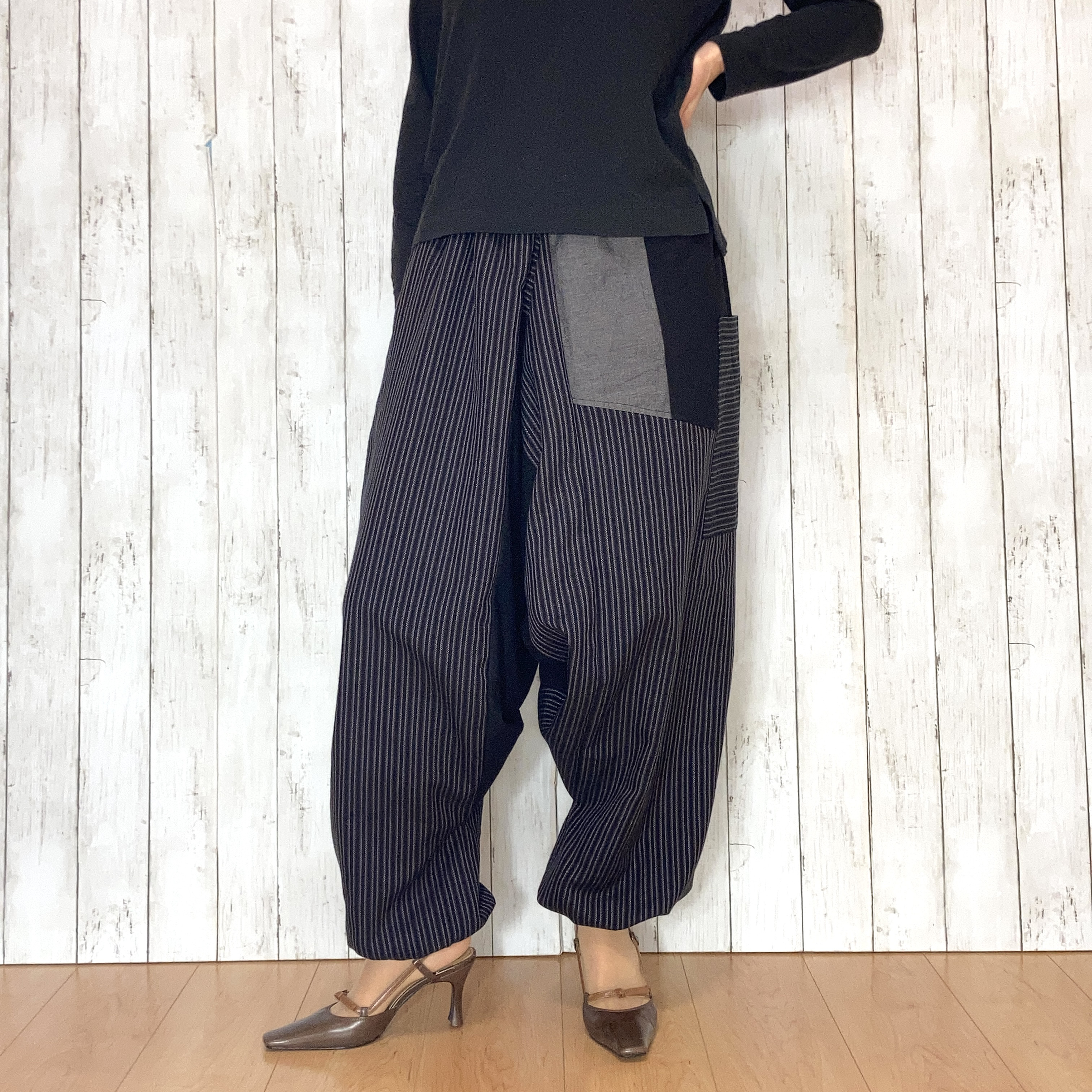 大人ブラックのサルエルパンツby花織［Y2466］