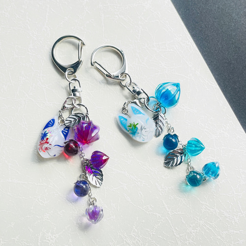 ブランド購入サイト 鬼灯と狐のキーホルダー(紫・水色) キーホルダー 叶きりく 通販 ネックレス・ペンダント