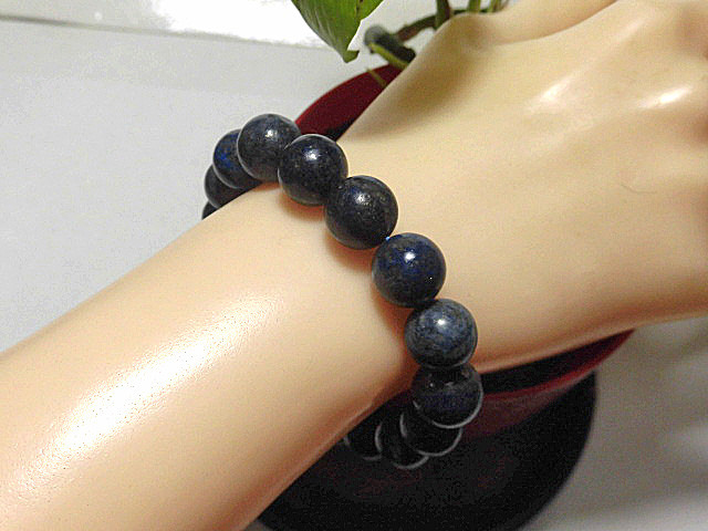 ラピスラズリの天然石 天然石 ラピスラズリ11.9mm～12.5mm玉ブレスレット 内周19.3cm