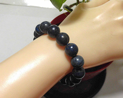 天然石 ラピスラズリ11.9mm～12.5mm玉ブレスレット 内周19.3cm