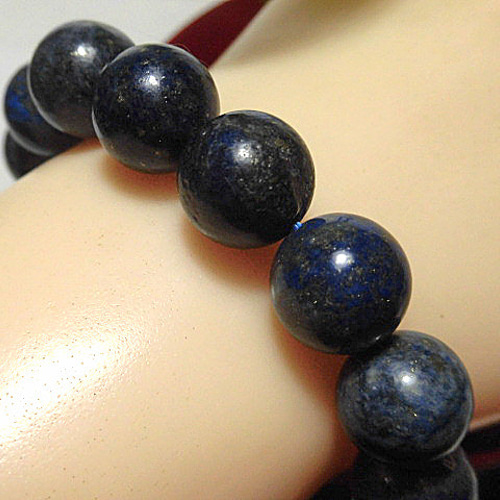 天然石 ラピスラズリ11.9mm～12.5mm玉ブレスレット 内周19.3cm