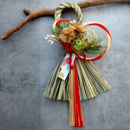 再販】スタイリッシュ水引お正月しめ縄飾りリース しめ縄・しめ飾り