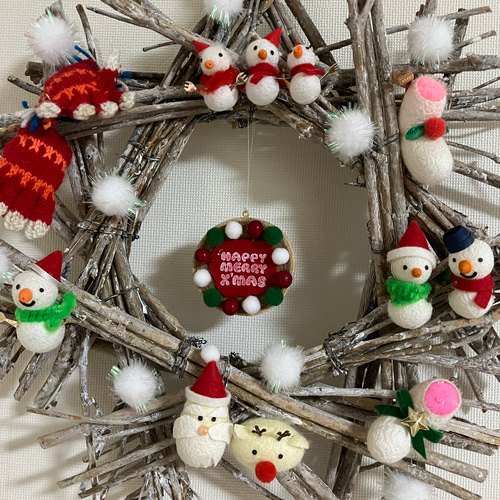 クリスマスリース 繭玉スノーマン リース ひよこのおうち🐣 通販