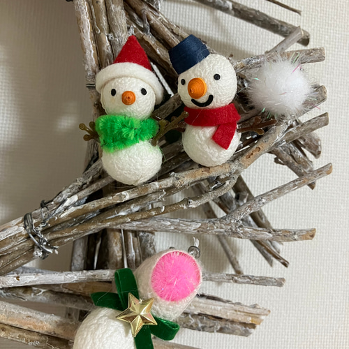 クリスマスリース 繭玉スノーマン リース ひよこのおうち🐣 通販