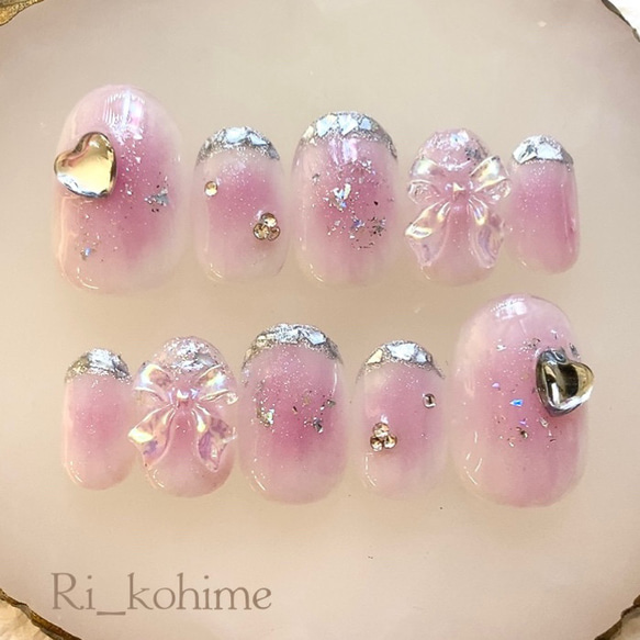 チークネイル ガラスフレンチ ネイルチップ（つけ爪） Ri_kohime 通販 