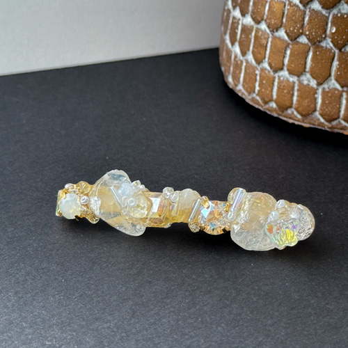 透明感溢れるうるツヤ水晶ヘアクリップ クリスタルガラス