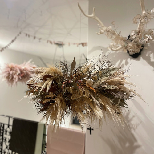 flying wreath 大型 フライングリース ドライフラワー