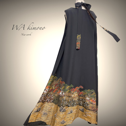 着丈 115cm 可愛さ抜群 留袖 着物ワンピース 着物リメイク M～3L 着丈 115cm 可愛さ抜群 留袖 着物ワンピース 着物リメイク M～3L