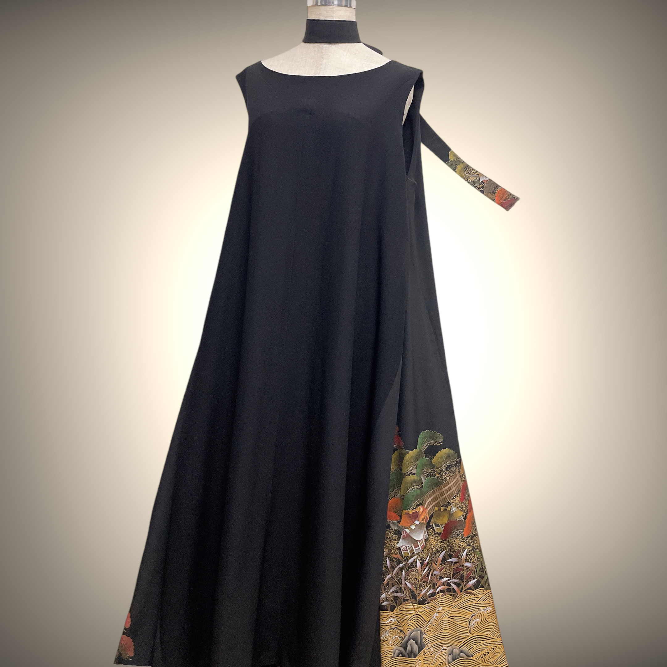 着丈 115cm 刺繍 黒留袖 正絹 着物 着物ワンピース ゆったり 衣装 着物