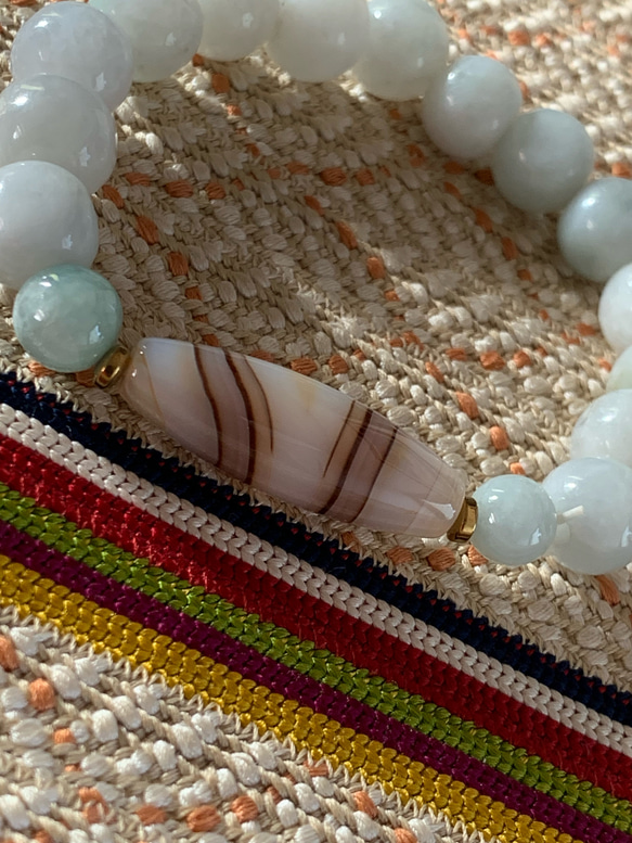 限定天然石緑色ブレスレット 翡翠 チベット仏教 手作り 赤と緑のビーズ