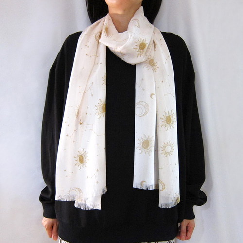 星座とかわいい宇宙の大判レーヨンシフォンストール オリジナル生地