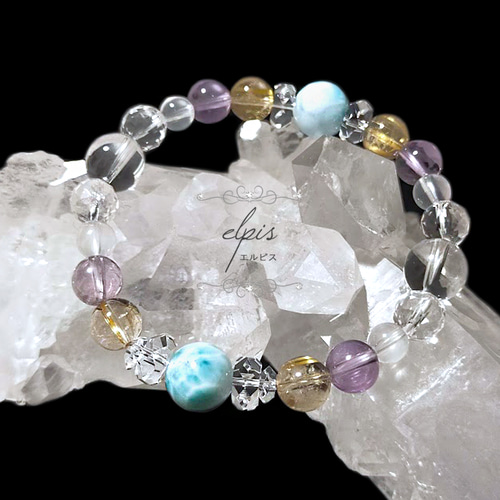 ラリマー＆ゴールドルチルクォーツ＆ローズアメジスト＆水晶