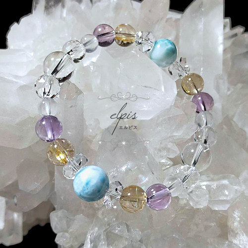 ラリマー＆ゴールドルチルクォーツ＆ローズアメジスト＆水晶