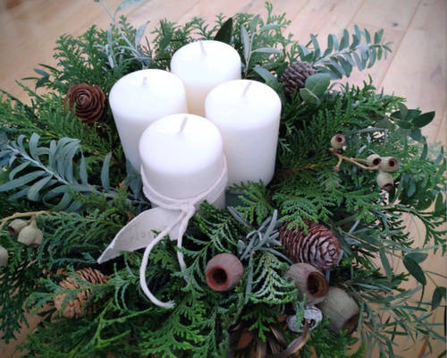 Creema限定〙新作Φ45cm♡Xmas森のフレッシュアドベントキャンドル