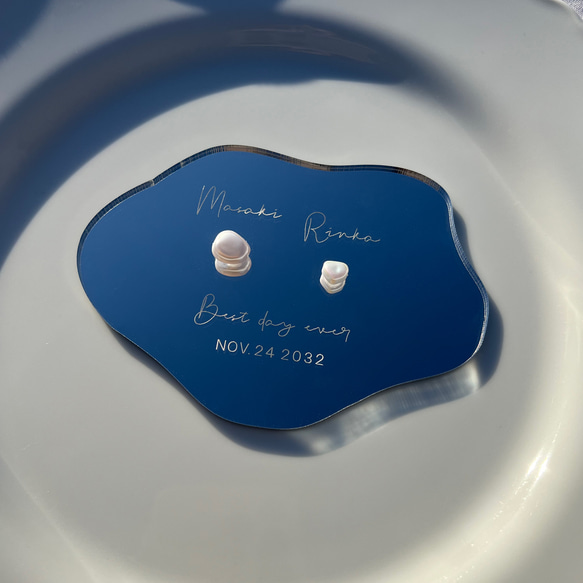 フォント変更OK！ミラーアクリルリングピロー バロックビーズ クラウド型／rpa08 4枚目の画像