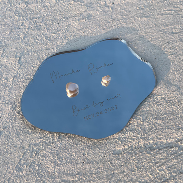 フォント変更OK！ミラーアクリルリングピロー バロックビーズ クラウド型／rpa08 6枚目の画像