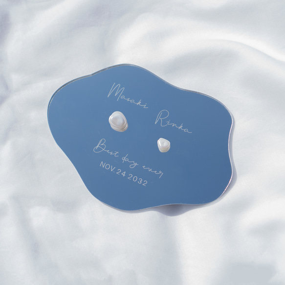 フォント変更OK！ミラーアクリルリングピロー バロックビーズ クラウド型／rpa08 7枚目の画像