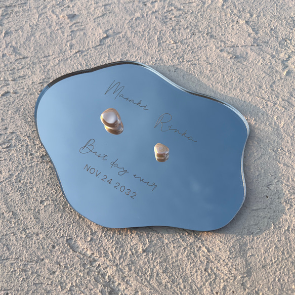 フォント変更OK！ミラーアクリルリングピロー バロックビーズ クラウド型／rpa08 5枚目の画像