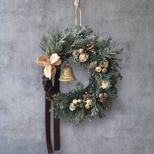 早割クリスマス2024】クリスマスリース 縦16㎝ プリザーブドフラワー