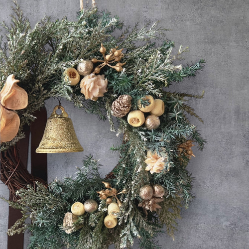 早割クリスマス2024】クリスマスリース 縦16㎝ プリザーブドフラワー