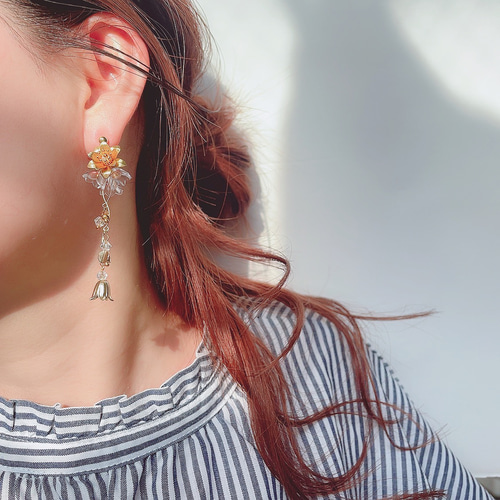 送料無料【304ステンレス 24KGP】小ぶり メタルフラワー 華奢 すずらん