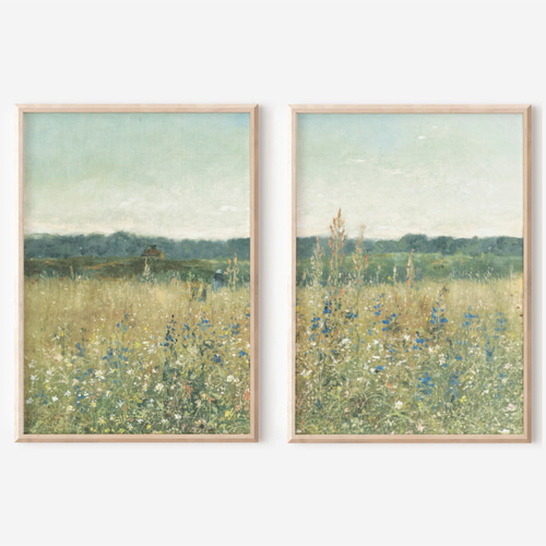 最終値下げ 海外作者 花畑 風景画 油彩画 装飾フレーム付き 【公式通販】
