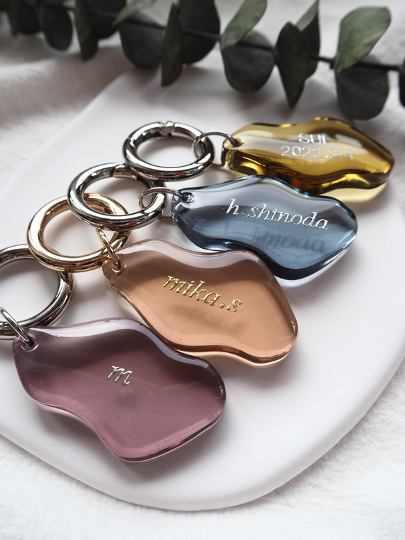 ☆Fivepeacelove☆ページ　名入れチャームレジンキーホルダー5点 wave】全13色 名入れ レジン オーダーメイド プチギフト バッグ
