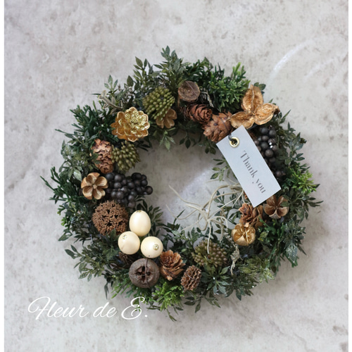 アーティフィシャルフラワー クリスマスリース 20センチ リース Fleur 
