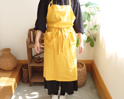 ハンドメイド❣️linenエプロン 0a39a0291a337373b2701f358b49a5