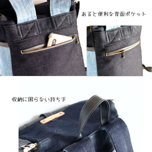 KABA【紡ぎ藍tumugiai】デニム口金リュック/Mニューム リュック