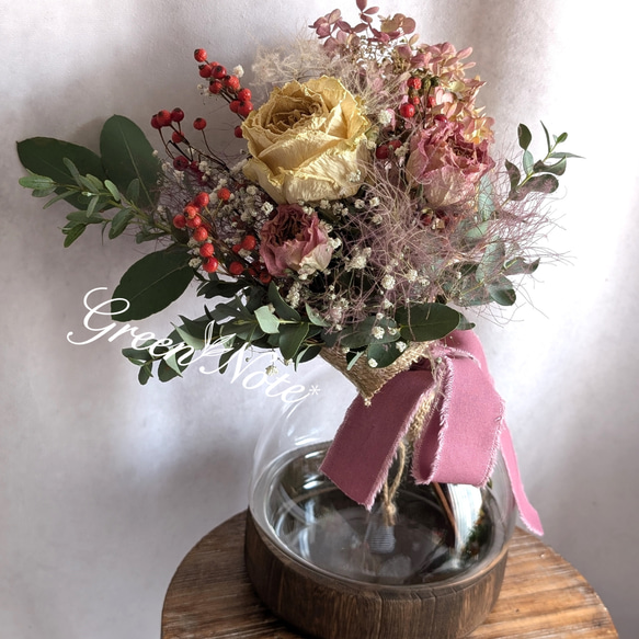 ドライフラワー★アンティークアートアレンジメント★紫陽花　クリスマスローズ ドライフラワー☆アンティークアートアレンジメント☆紫陽花