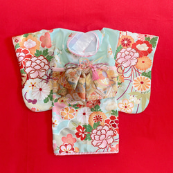 犬の着物✨犬用本格振袖着物 正絹 ペパーミント 金彩入り 犬服 ペット