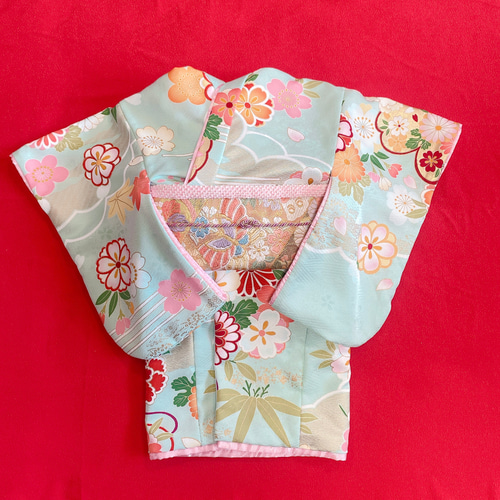 犬の着物✨犬用本格振袖着物 正絹 ペパーミント 金彩入り 犬服 ペット