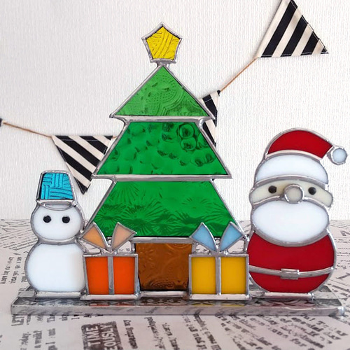 ステンドグラス クリスマスツリー サンタクロース 雪だるま その他