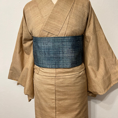 正絹大島紬リバーシブル半幅帯 三河帯芯使用 着物リメイク半幅帯