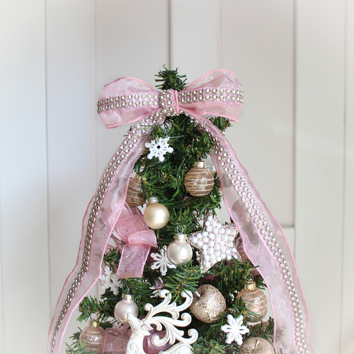 一点物】キラキラ・ピンククリスマスツリー トナカイ ピンク 一点物】キラキラ・ピンククリスマスツリー トナカイ ピンク
