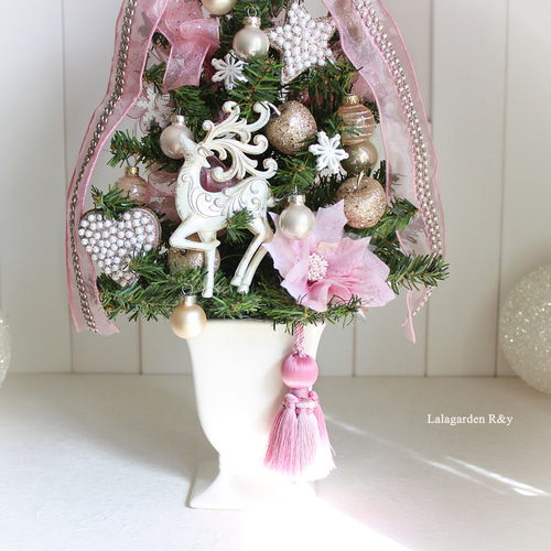 一点物】キラキラ・ピンククリスマスツリー トナカイ ピンク
