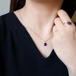 十二月生辰石：青金石套裝，14公斤項鍊，叉形戒指，均碼，淡水珍珠，禮品 第4張的照片