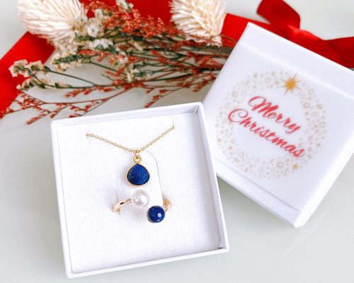 12月誕生石》ラピスラズリ セット 14kgf ネックレス フォークリング